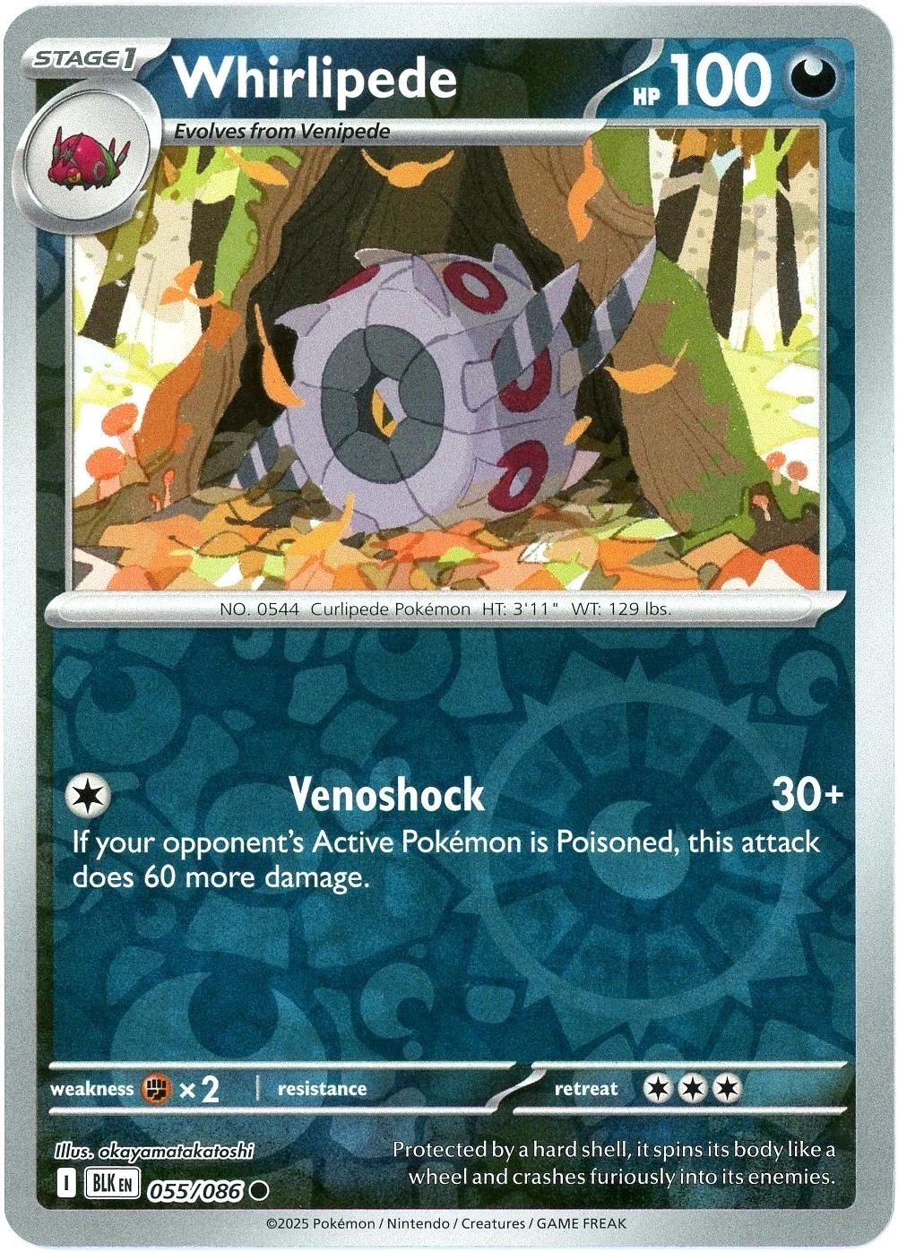 Black Bolt Whirlipede [Reverse] Pokémon card